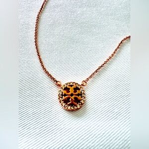 Tory Burch Miller Pave Logo Delicate Necklace In Rose Gold Color. New! 😍🤩